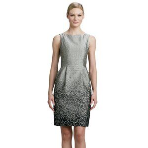 Carmen Marc Valvo Jacquard Dress Size 12 Ombre-Effect Shading Rose Design